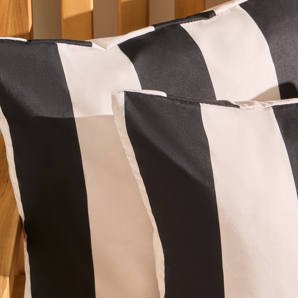OHS Indoor/Outdoor Stripe Print Cushion Covers, Monochrome - 45 x 45cm>