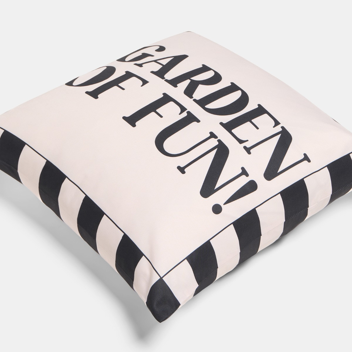 OHS Indoor/Outdoor Garden Of Fun Slogan Cushion Covers, Monochrome - 45 x 45cm>