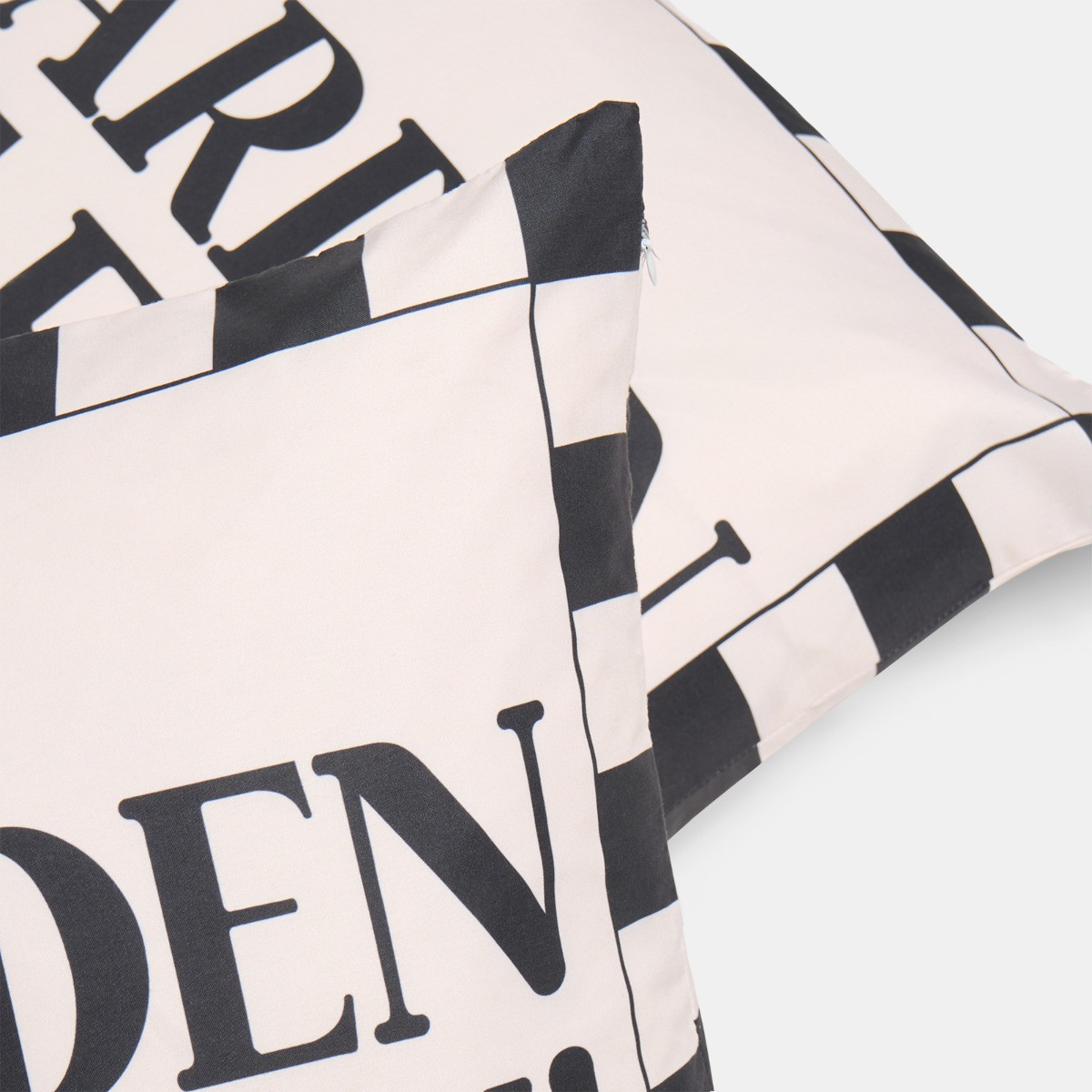 OHS Indoor/Outdoor Garden Of Fun Slogan Cushion Covers, Monochrome - 45 x 45cm>
