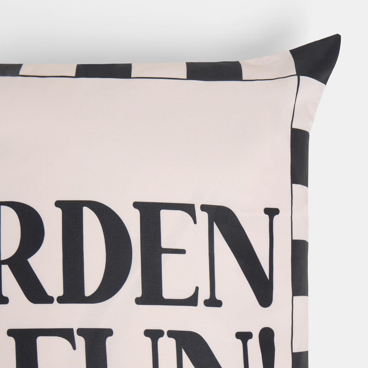 OHS Indoor/Outdoor Garden Of Fun Slogan Cushion Covers, Monochrome - 45 x 45cm>