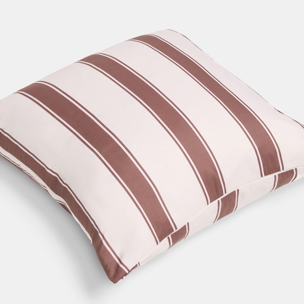 OHS Indoor/Outdoor Stripe Print Cushion Covers, Chocolate/Cream -45 x 45cm>