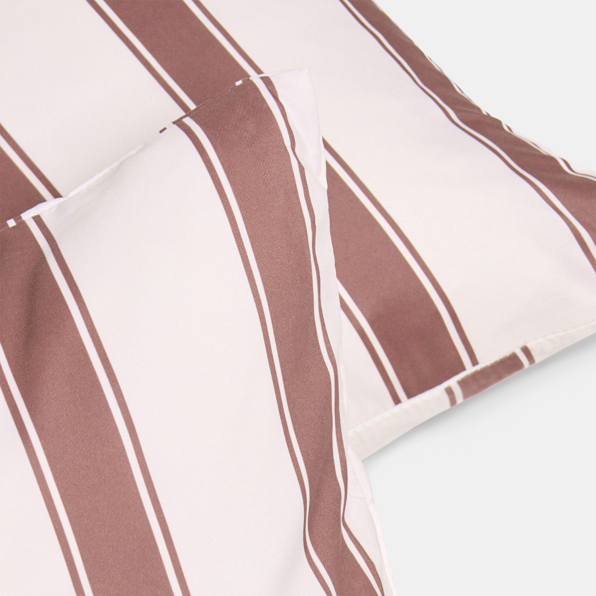 OHS Indoor/Outdoor Stripe Print Cushion Covers, Chocolate/Cream -45 x 45cm>