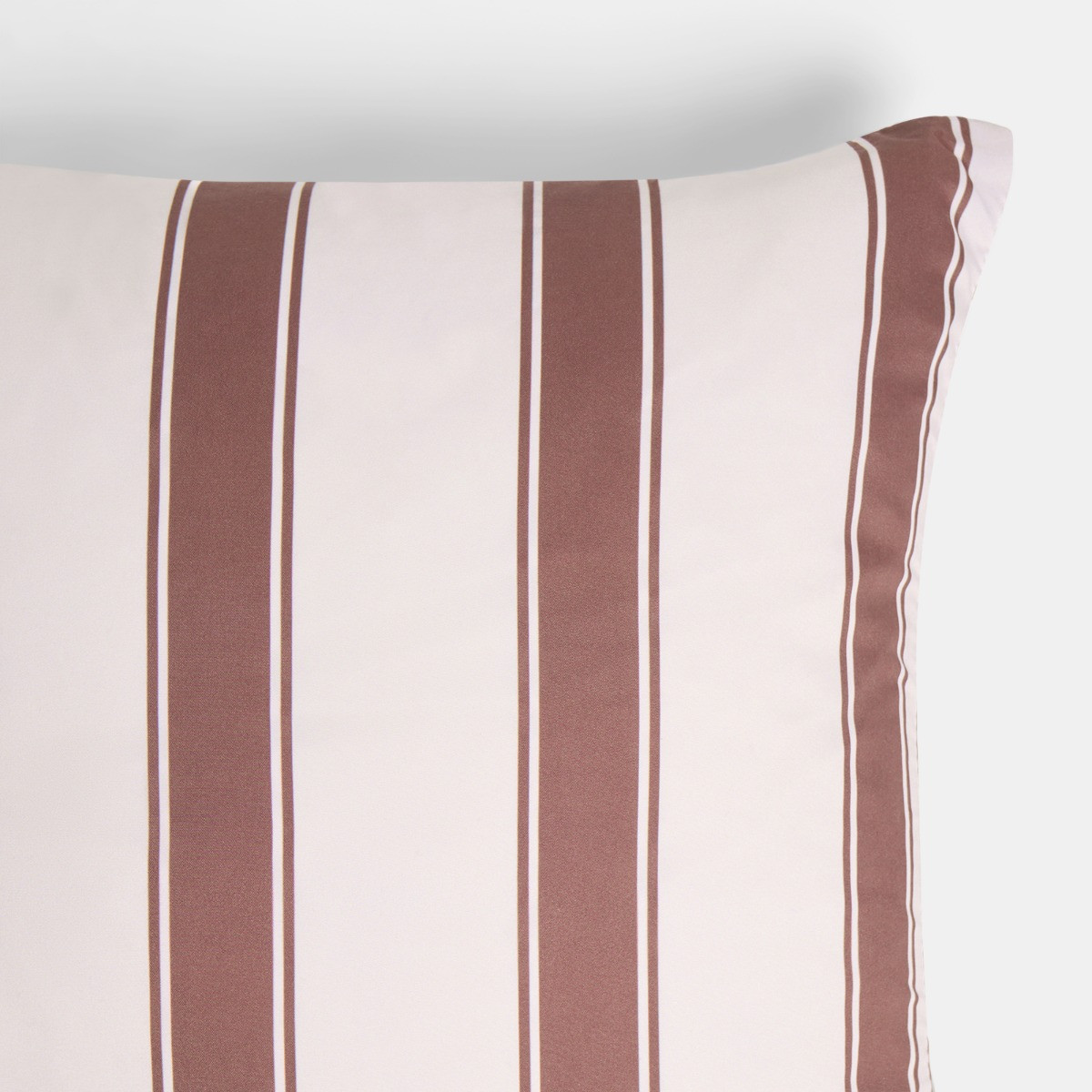 OHS Indoor/Outdoor Stripe Print Cushion Covers, Chocolate/Cream -45 x 45cm>