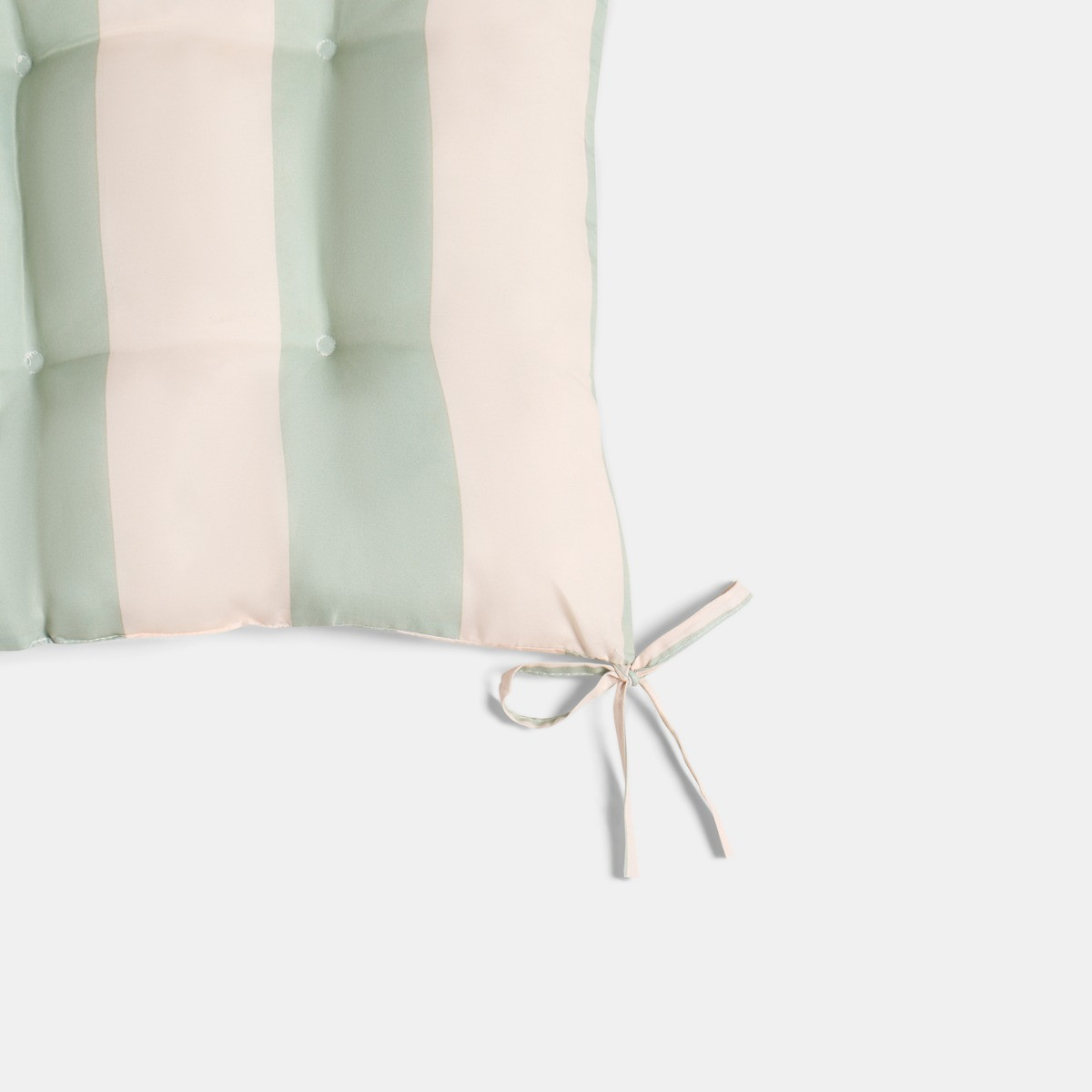OHS Indoor/Outdoor Stripe Print Seat Pads, Sage/Cream - 40 x 40cm>