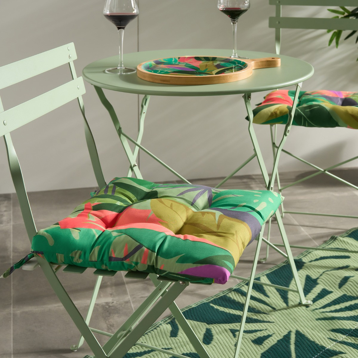 OHS Indoor/Outdoor Palm Print Seat Pads - Green>