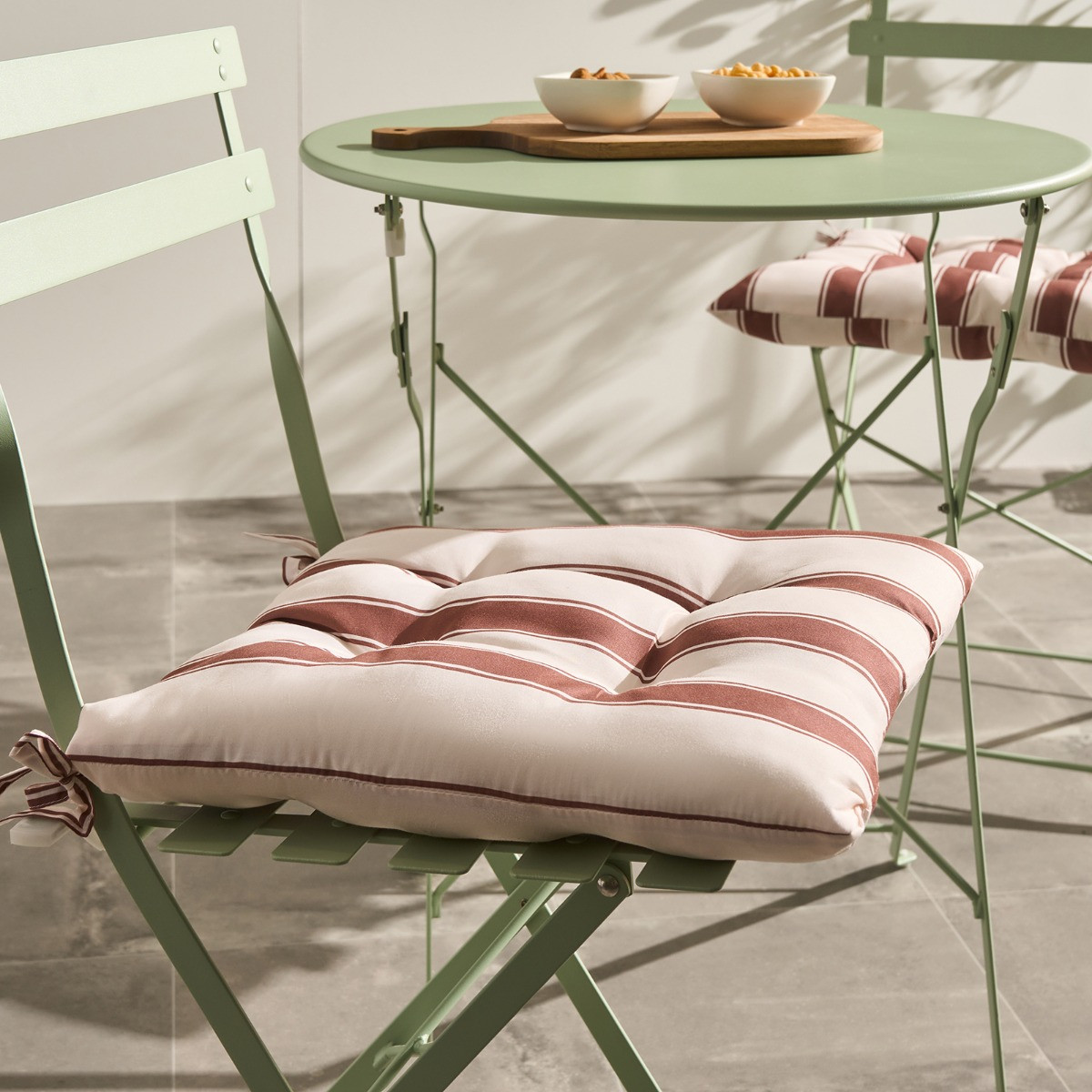 OHS 4 Pack Indoor/Outdoor Stripe Print Seat Pads - Chocolate/Cream>