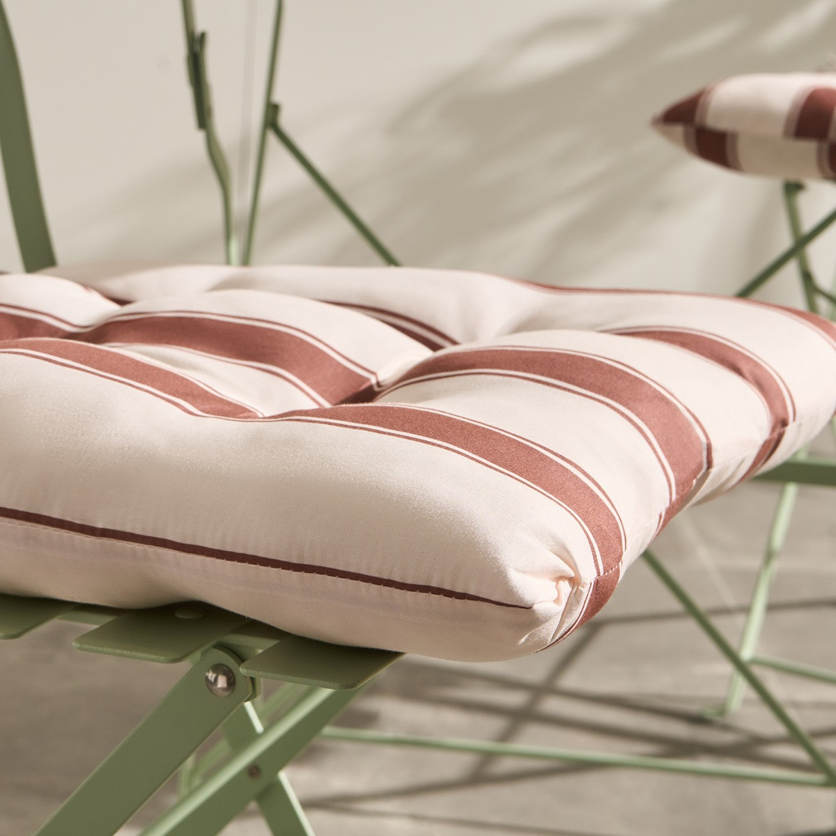 OHS 4 Pack Indoor/Outdoor Stripe Print Seat Pads - Chocolate/Cream>