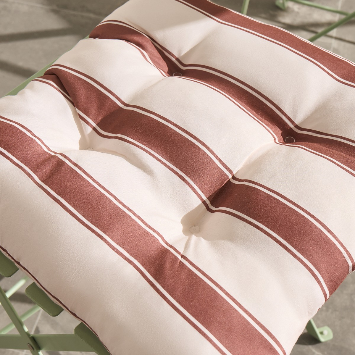 OHS 4 Pack Indoor/Outdoor Stripe Print Seat Pads - Chocolate/Cream>