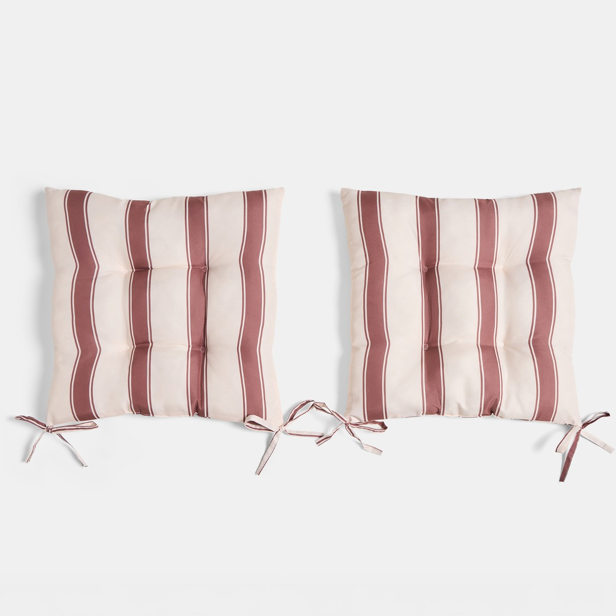 OHS Indoor/Outdoor Stripe Print Seat Pads, Chocolate/Cream - 40 x 40cm>