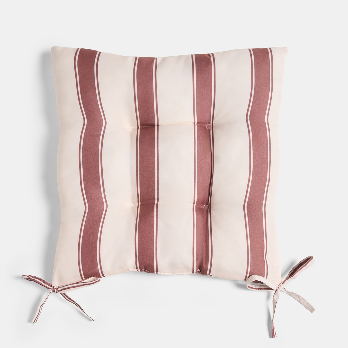 OHS Indoor/Outdoor Stripe Print Seat Pads, Chocolate/Cream - 40 x 40cm>