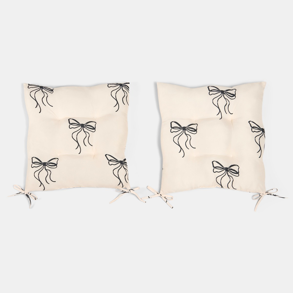 OHS Indoor/Outdoor Bow Print Seat Pads, Monochrome - 40 x 40cm>