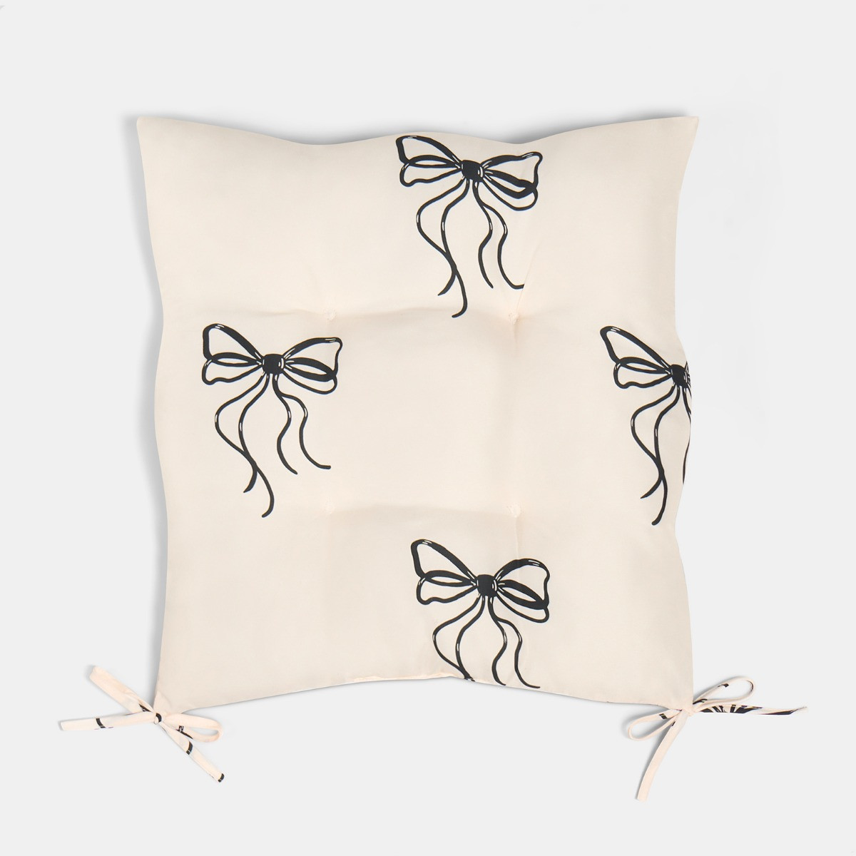 OHS Indoor/Outdoor Bow Print Seat Pads, Monochrome - 40 x 40cm>
