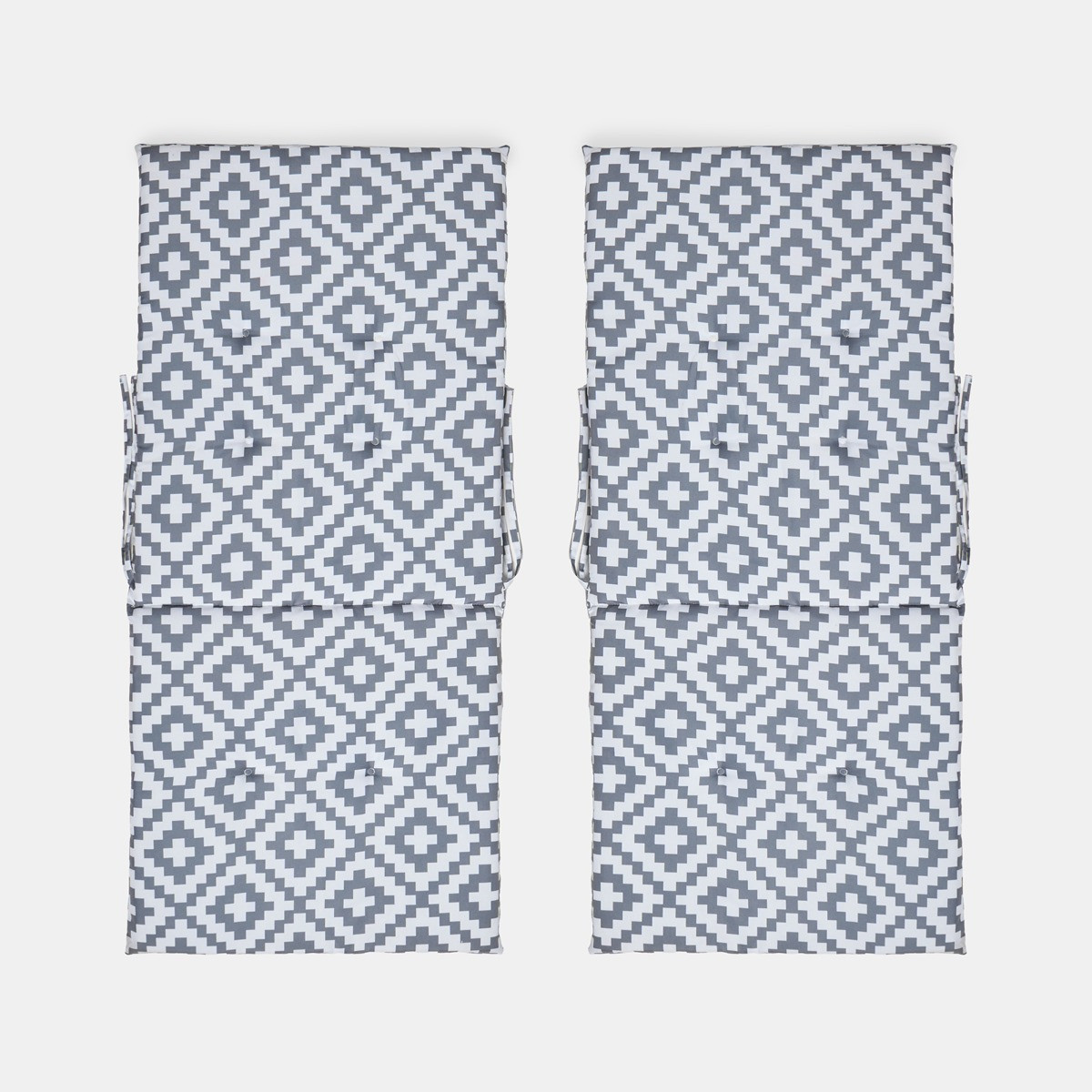 OHS Indoor/Outdoor Geometric Print Seat Pad with Back, Grey - 2 Pack>