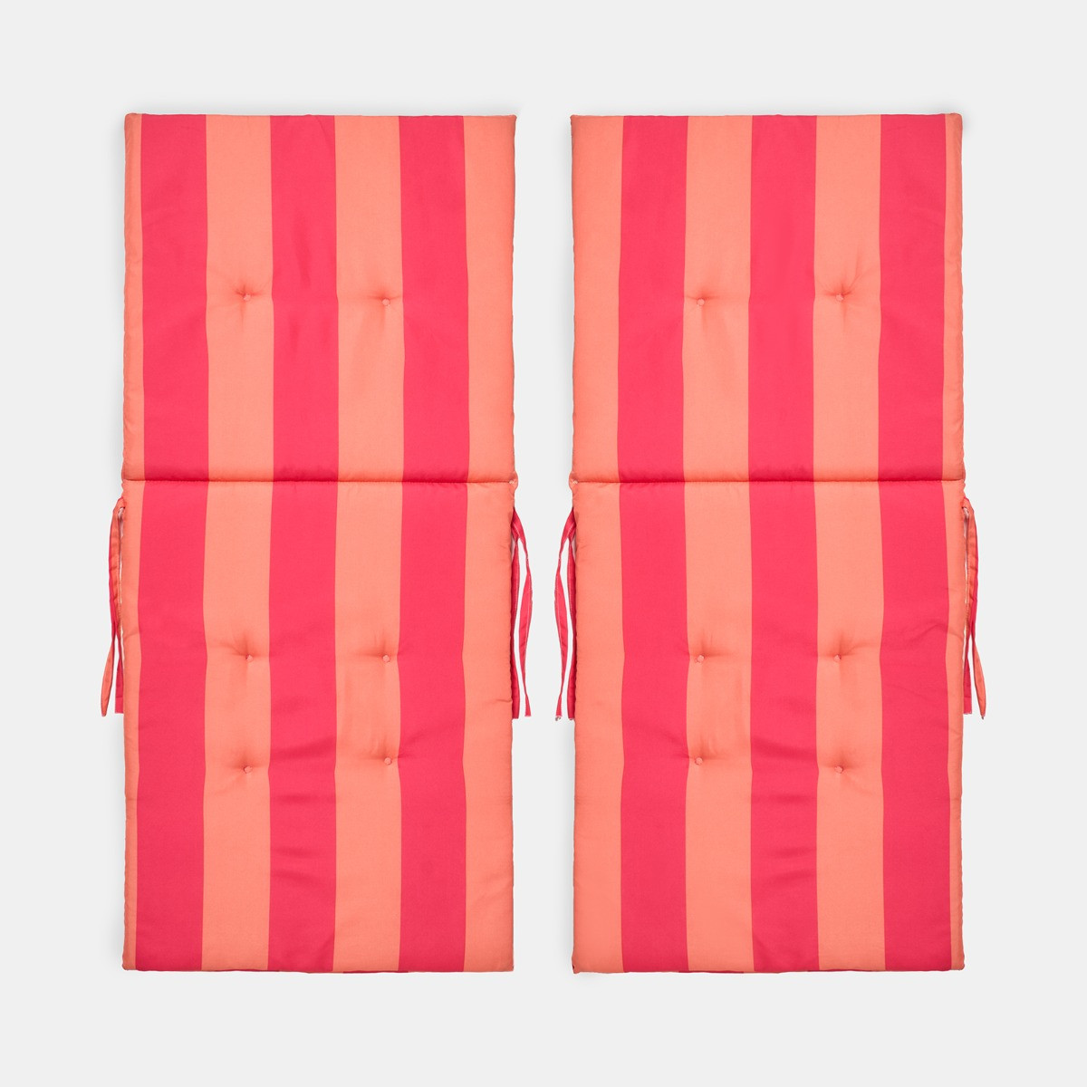 OHS Indoor/Outdoor Stripe Print Seat Pad with Back, Orange/Pink - 2 Pack>