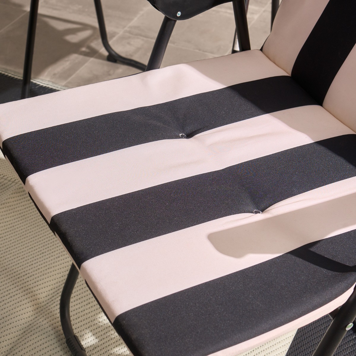 OHS Indoor/Outdoor Stripe Print Seat Pad with Back, Monochrome - 2 Pack>