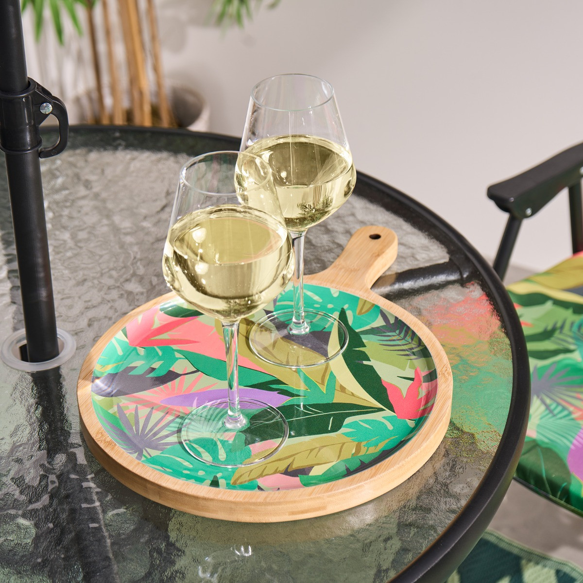 OHS Indoor/Outdoor Palm Print Seat Pad with Back - Green>