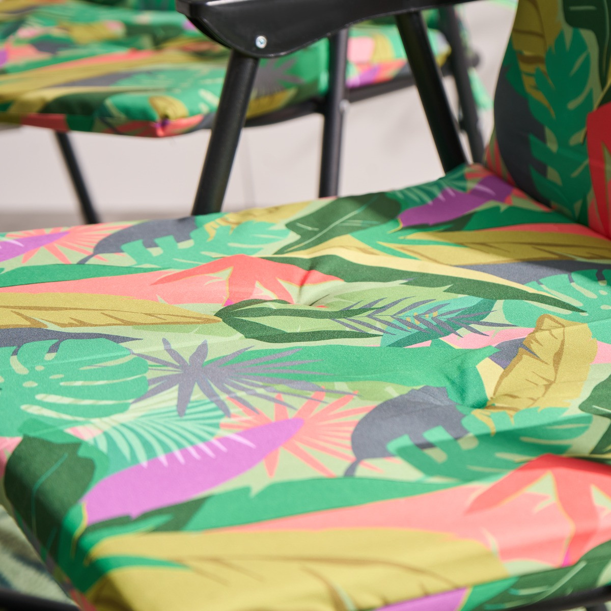 OHS Indoor/Outdoor Palm Print Seat Pad with Back, Green - 2 Pack>