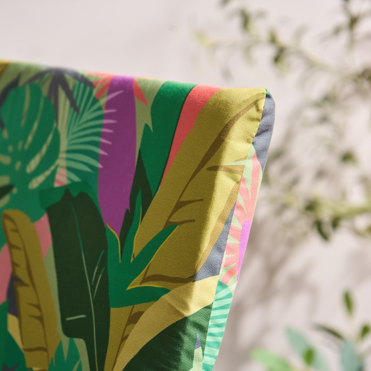 OHS Indoor/Outdoor Palm Print Seat Pad with Back - Green>