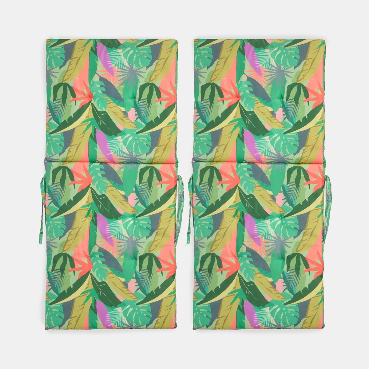 OHS Indoor/Outdoor Palm Print Seat Pad with Back, Green - 2 Pack>
