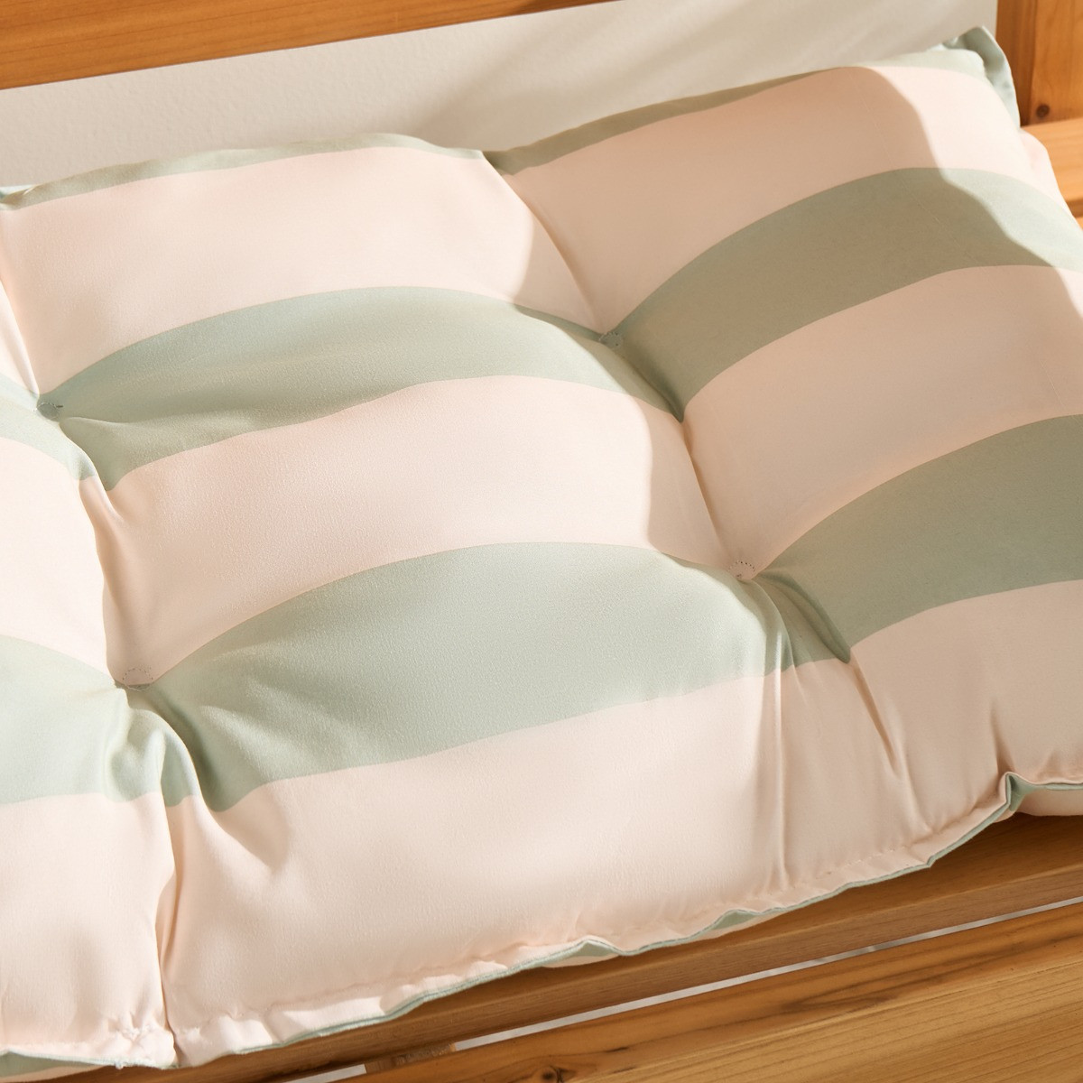 OHS 2-Seater Indoor/Outdoor Stripe Print Bench Pad - Sage/Cream>