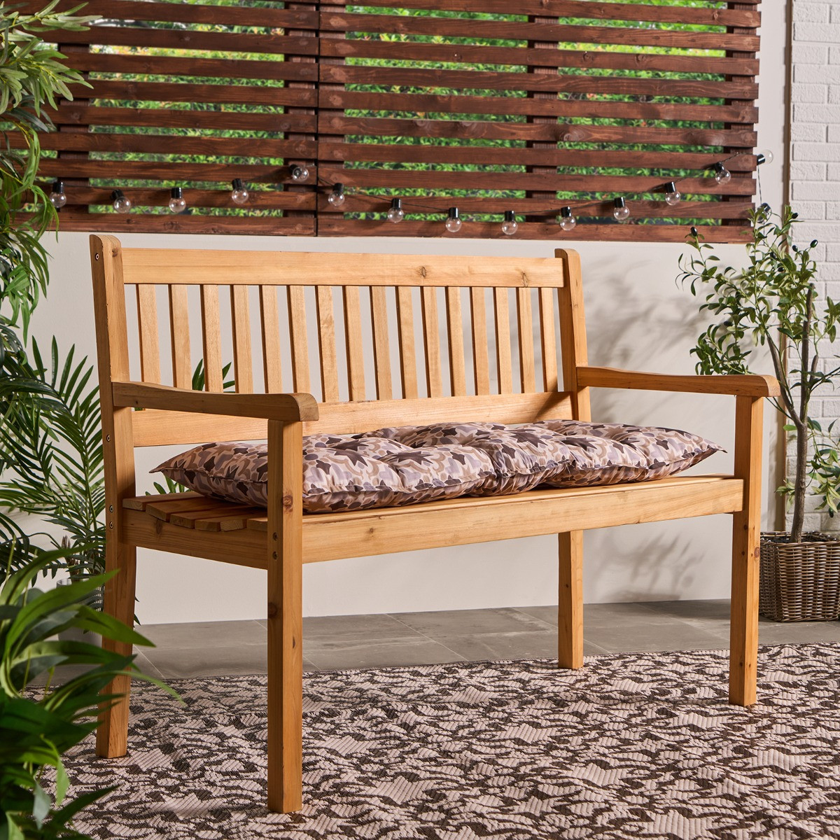 OHS 2-Seater Indoor/Outdoor Tile Print Bench Pad - Natural>