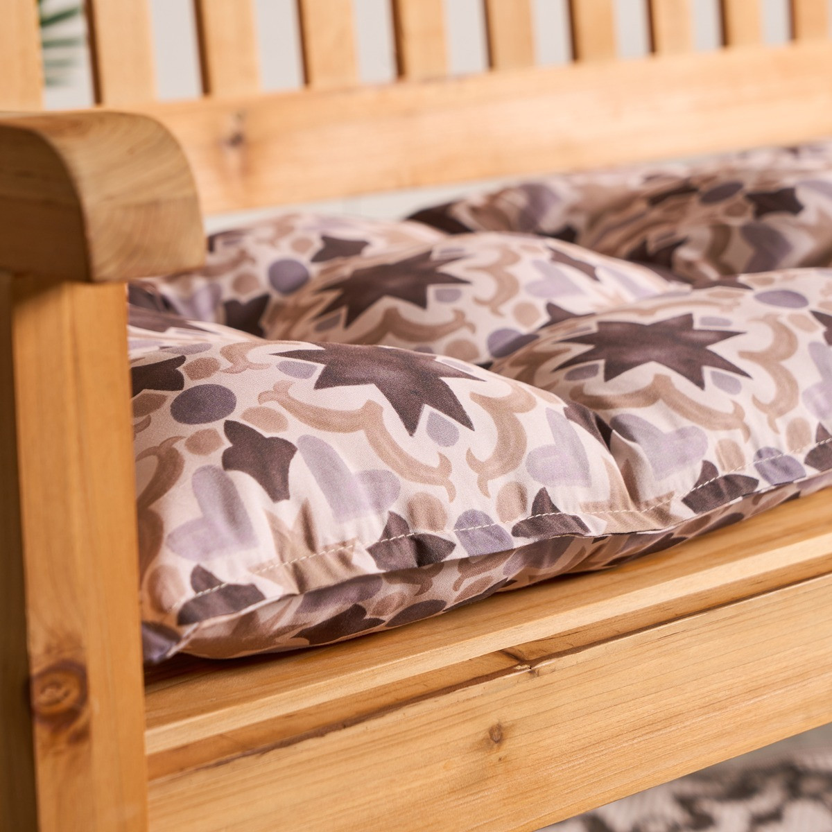 OHS 2-Seater Indoor/Outdoor Tile Print Bench Pad - Natural>