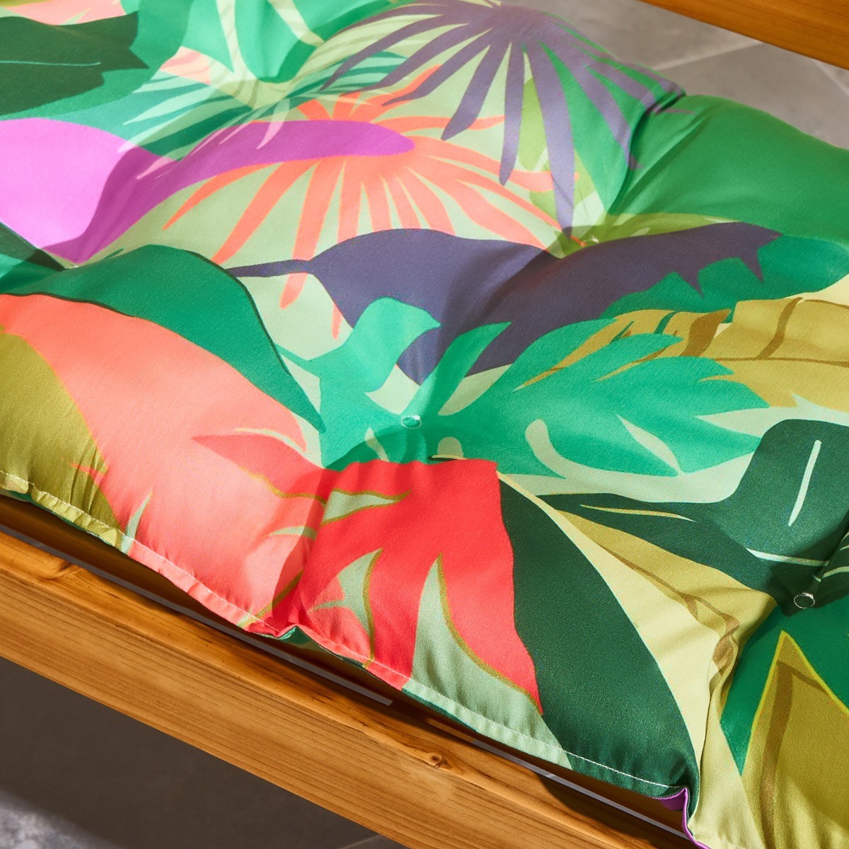 OHS 2-Seater Indoor/Outdoor Palm Print Bench Pad - Green>