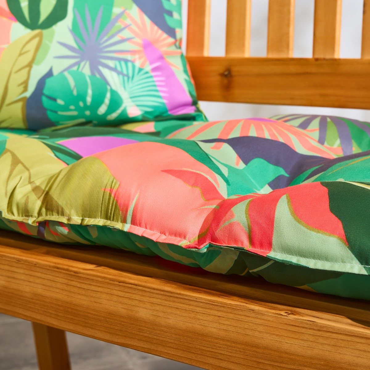 OHS 2-Seater Indoor/Outdoor Palm Print Bench Pad - Green>