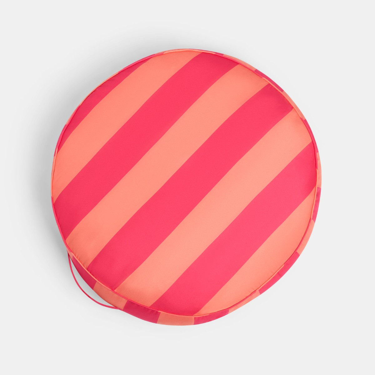 OHS Indoor/Outdoor Stripe Print Round Filled Cushion - Orange/Pink>