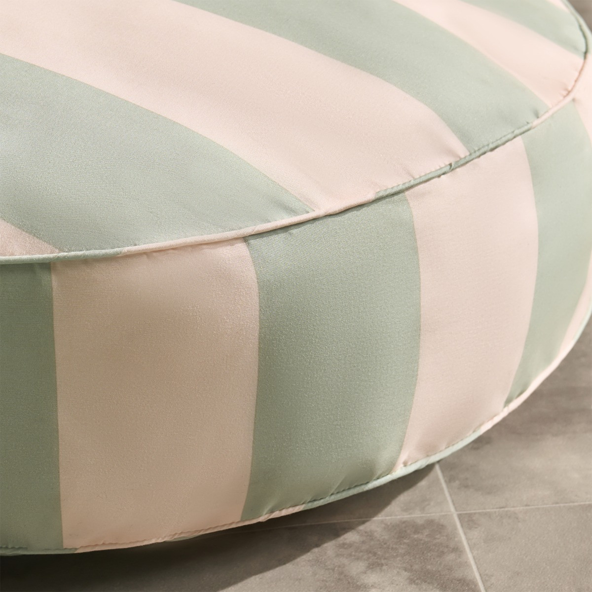 OHS Indoor/Outdoor Stripe Print Round Filled Cushion - Sage/Cream>