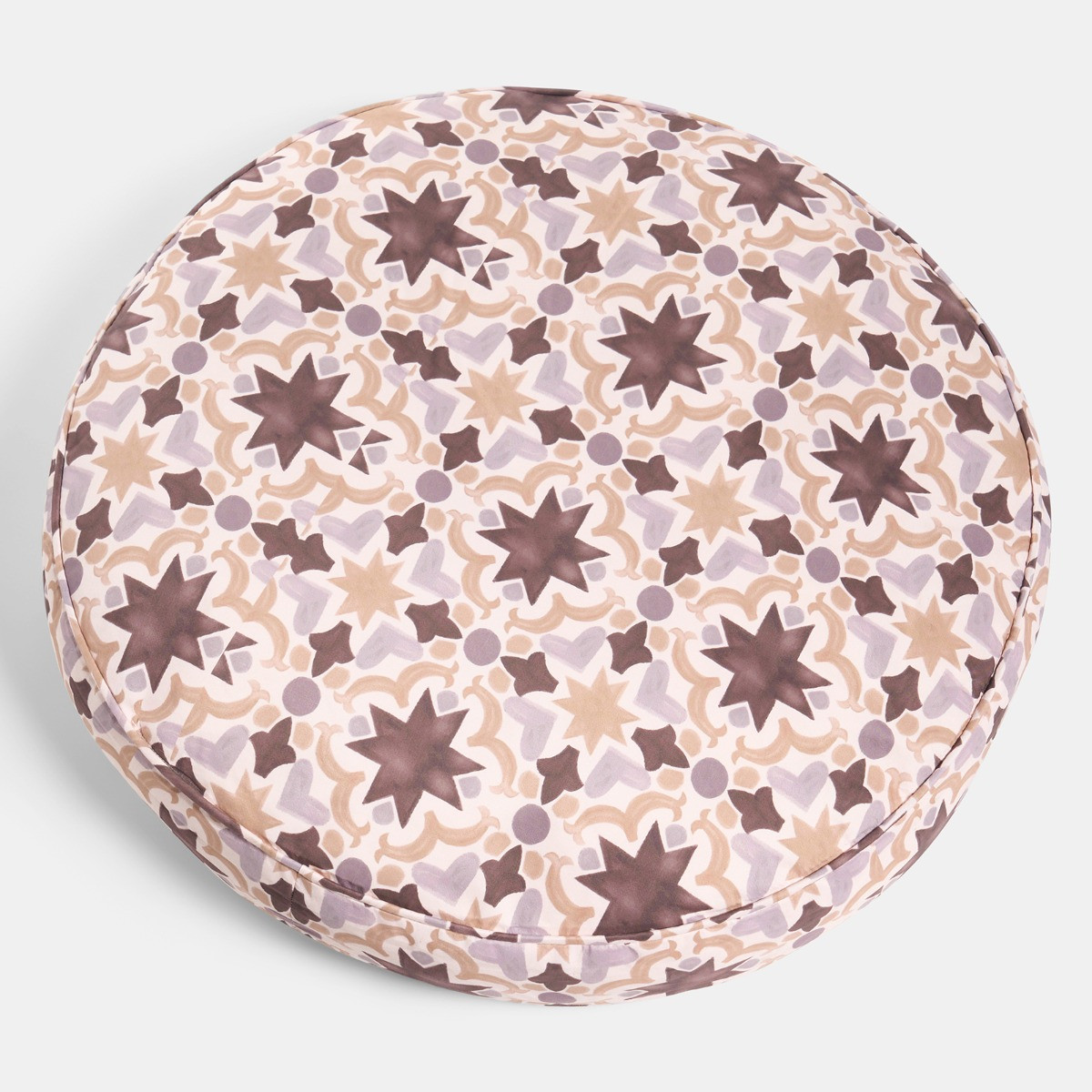 OHS Indoor/Outdoor Tile Print Round Filled Cushion - Natural>