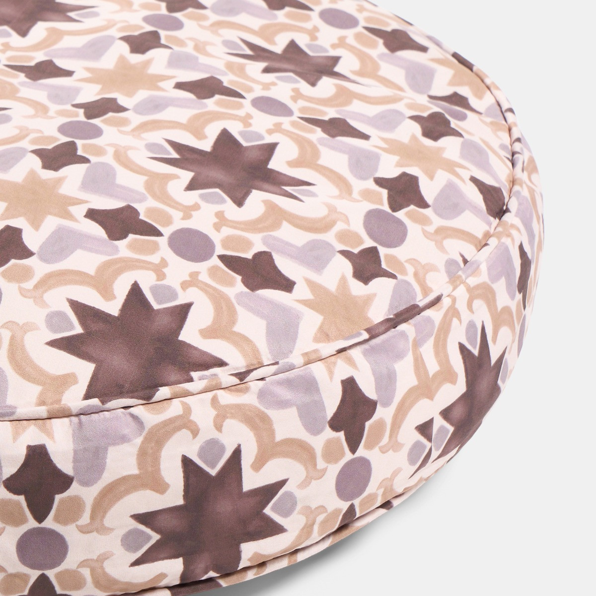 OHS Indoor/Outdoor Tile Print Round Filled Cushion - Natural>