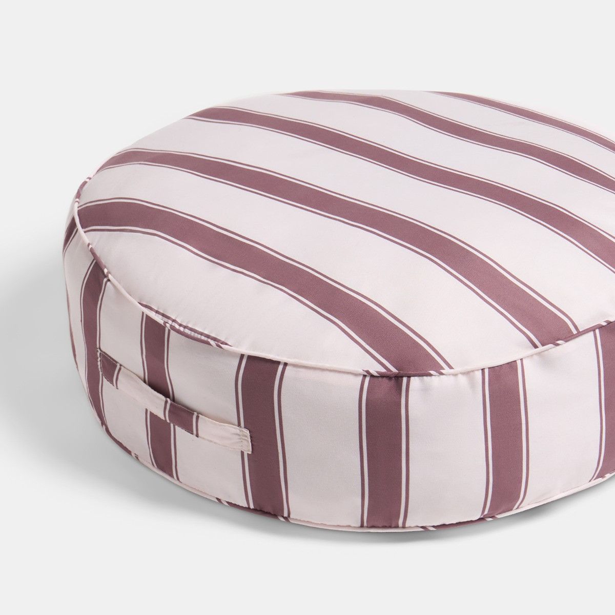 OHS Indoor/Outdoor Stripe Print Round Filled Cushion - Chocolate/Cream>