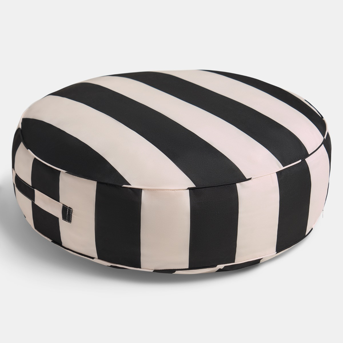 OHS Indoor/Outdoor Stripe Print Round Filled Cushion - Monochrome>