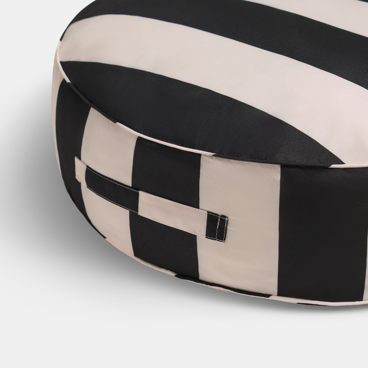 OHS Indoor/Outdoor Stripe Print Round Filled Cushion - Monochrome>