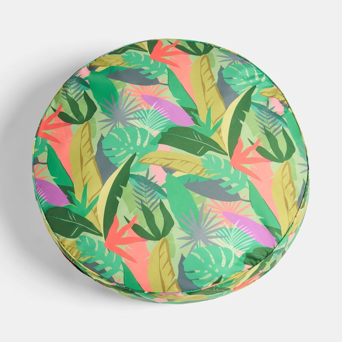 OHS Indoor/Outdoor Palm Print Round Filled Cushion - Green>