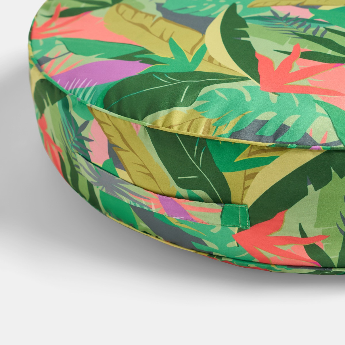 OHS Indoor/Outdoor Palm Print Round Filled Cushion - Green>