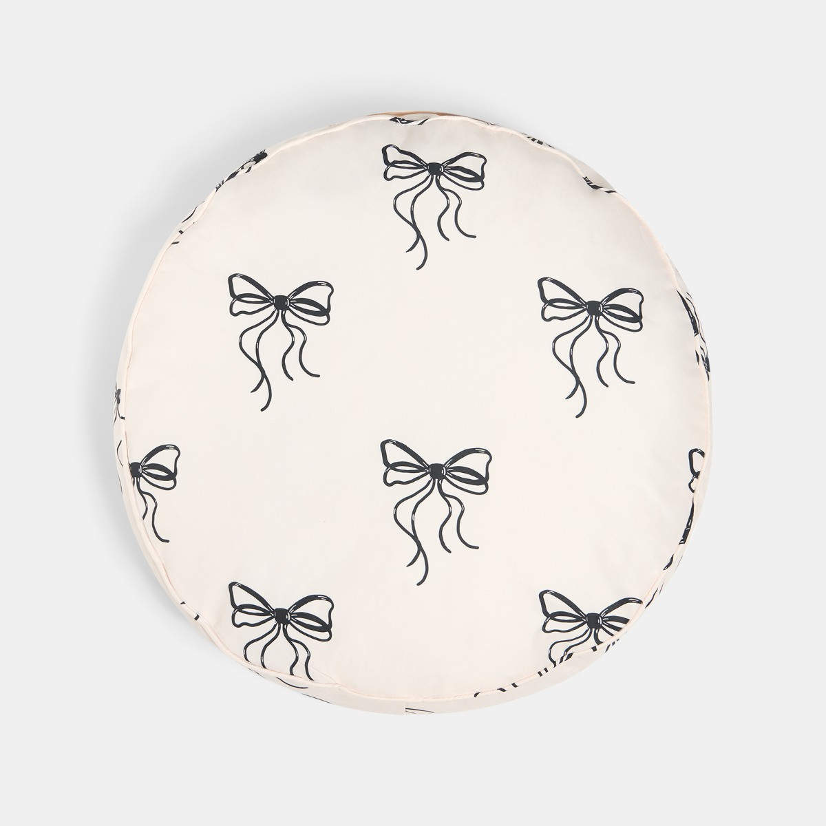 OHS Indoor/Outdoor Round Bows Print Filled Cushion - Monochrome>