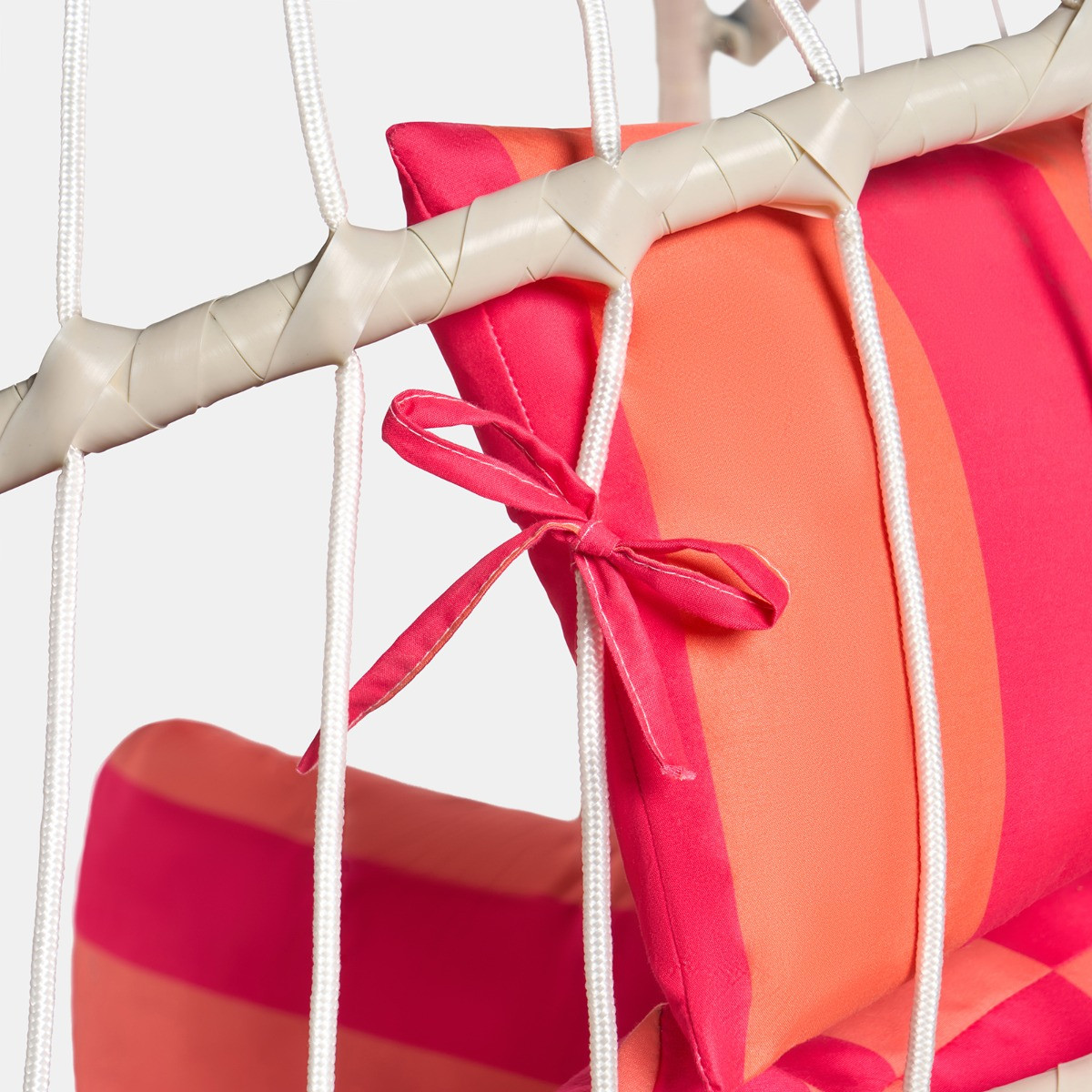 OHS Stripe Print Egg Chair Cushion with Headrest - Orange/Pink>