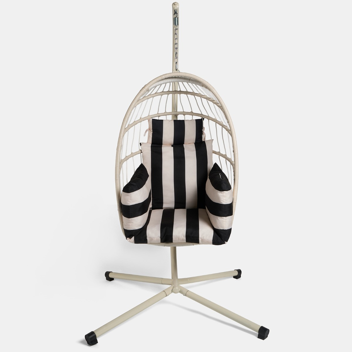 OHS Stripe Print Egg Chair Cushion with Headrest - Monochrome>