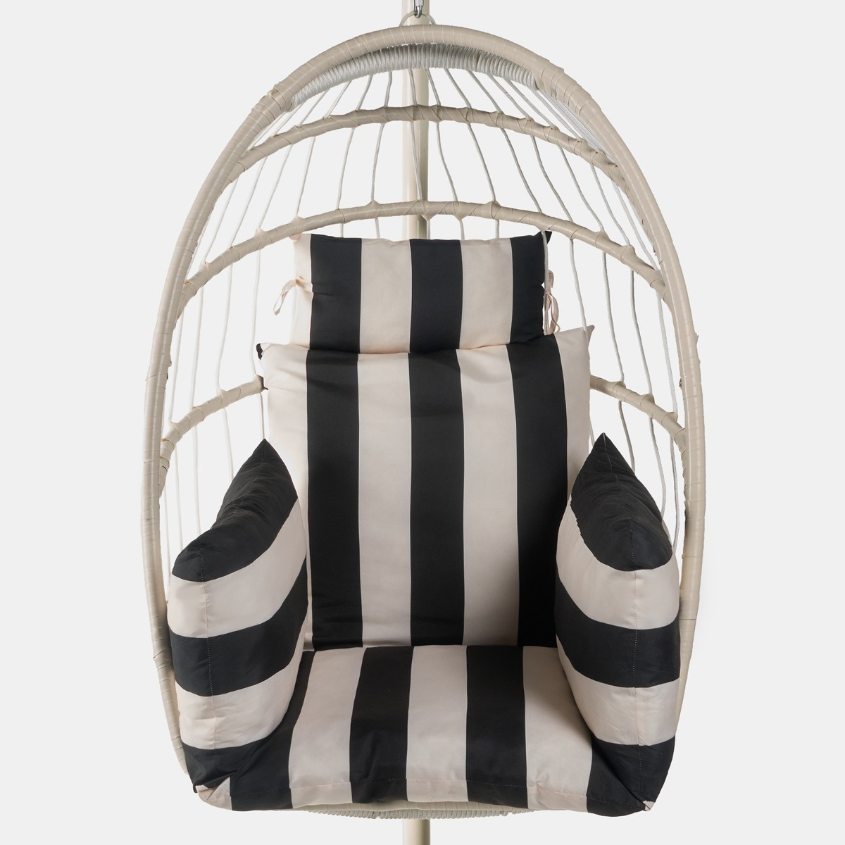 OHS Stripe Print Egg Chair Cushion with Headrest - Monochrome>