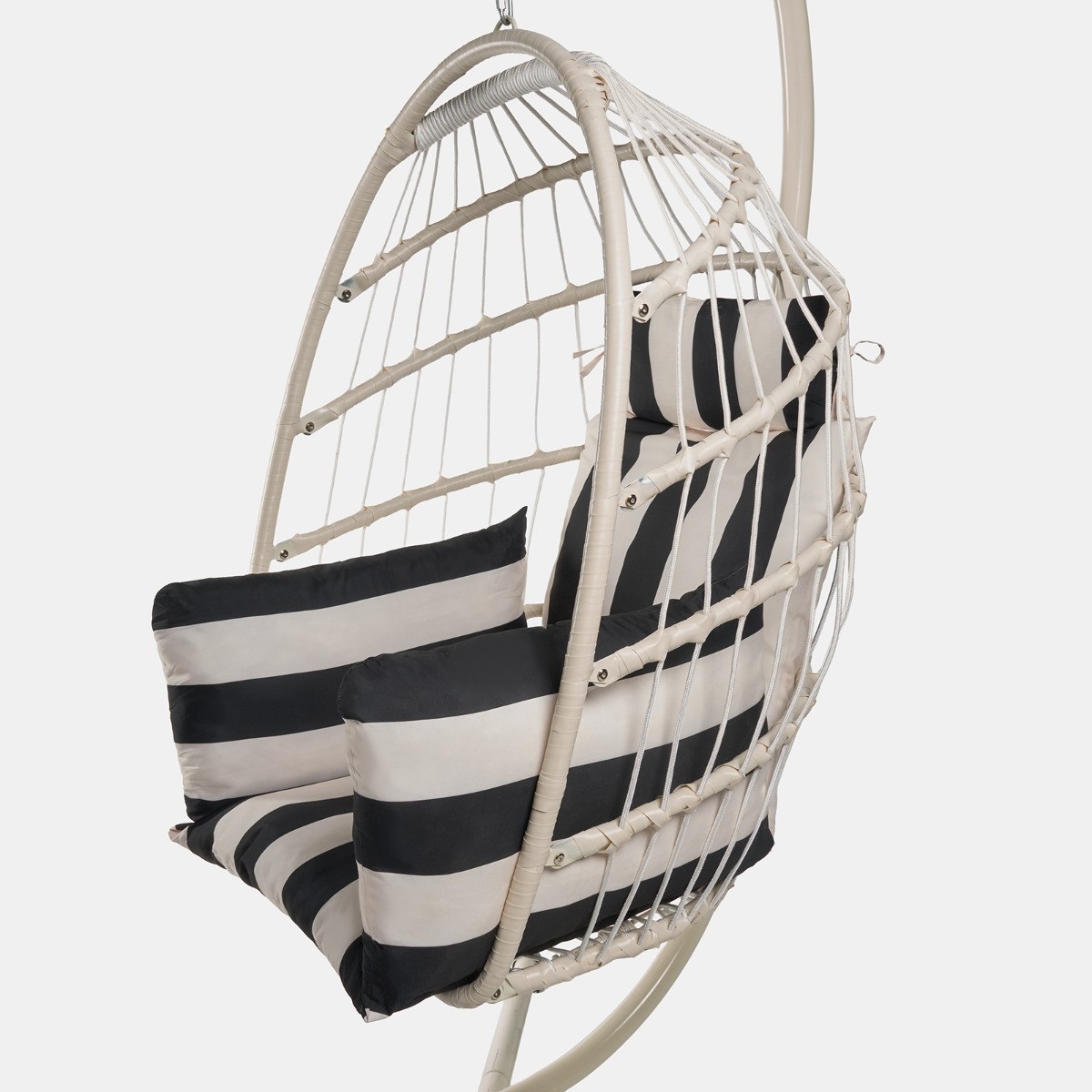 OHS Stripe Print Egg Chair Cushion with Headrest - Monochrome>