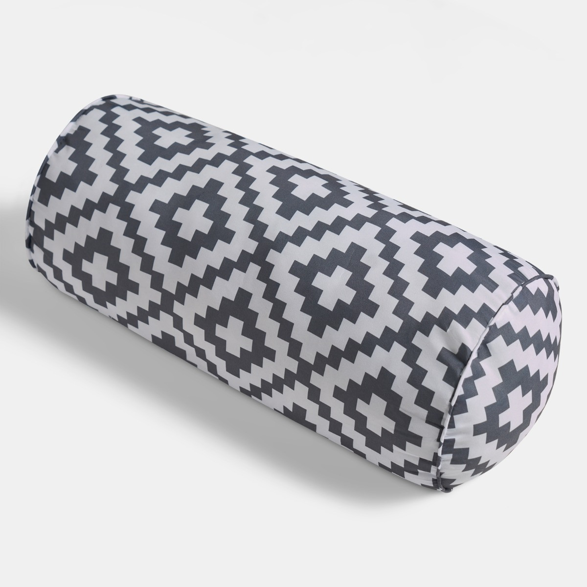 OHS Geometric Print Indoor/Outdoor Bolster Pillow - Grey>