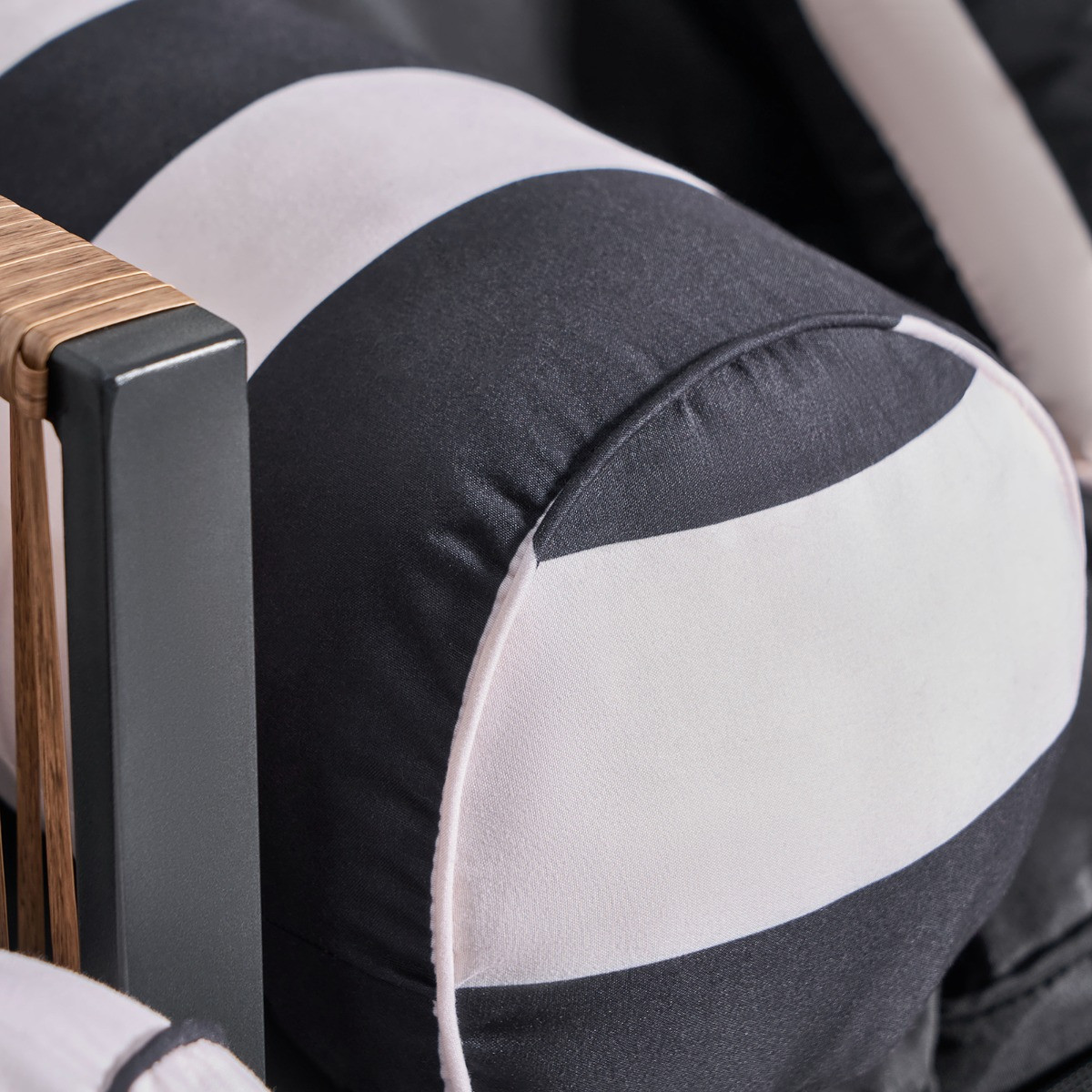 OHS Stripe Print Indoor/Outdoor Bolster Pillow - Monochrome>