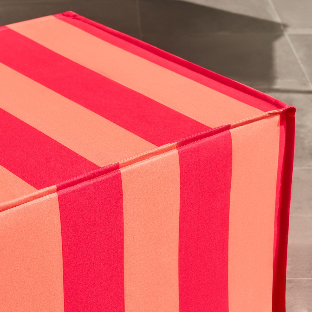 OHS Stripe Print Garden Footstool - Pink/Orange>