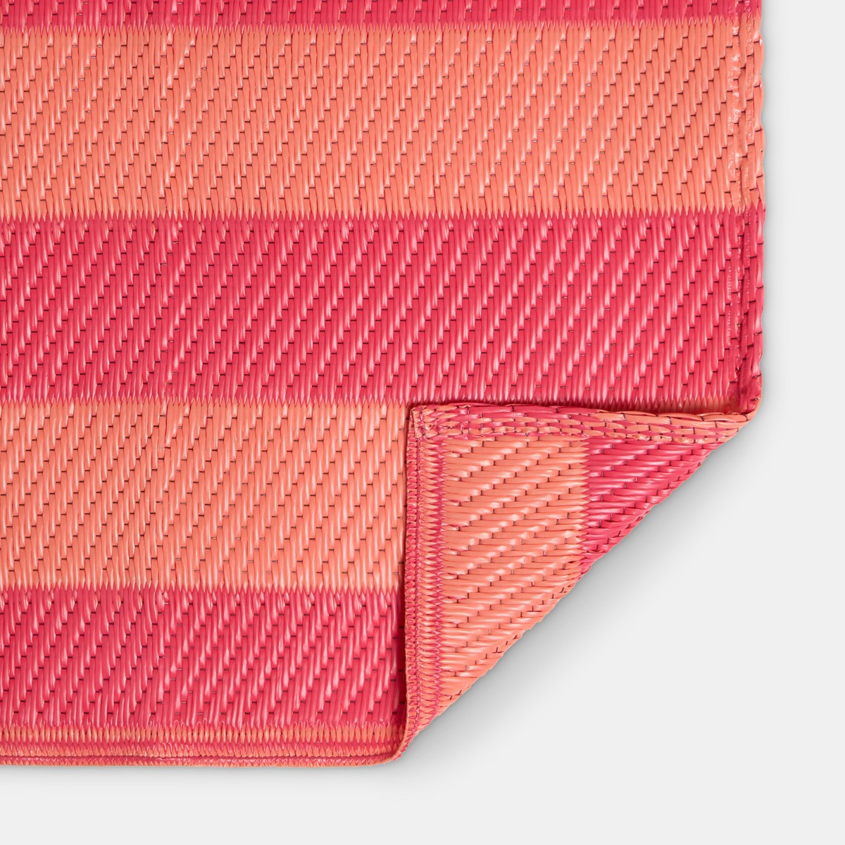 OHS Stripe Print Outdoor Rug - Orange/Pink>