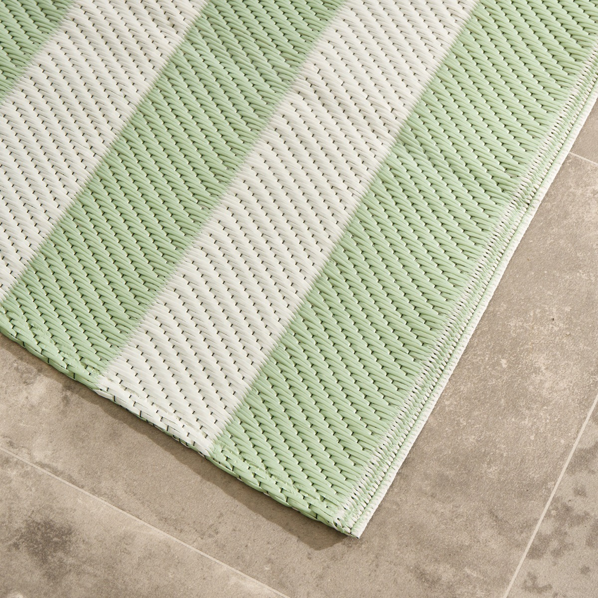 OHS Stripe Print Outdoor Rug, Sage/Cream - 160 x 230cm>