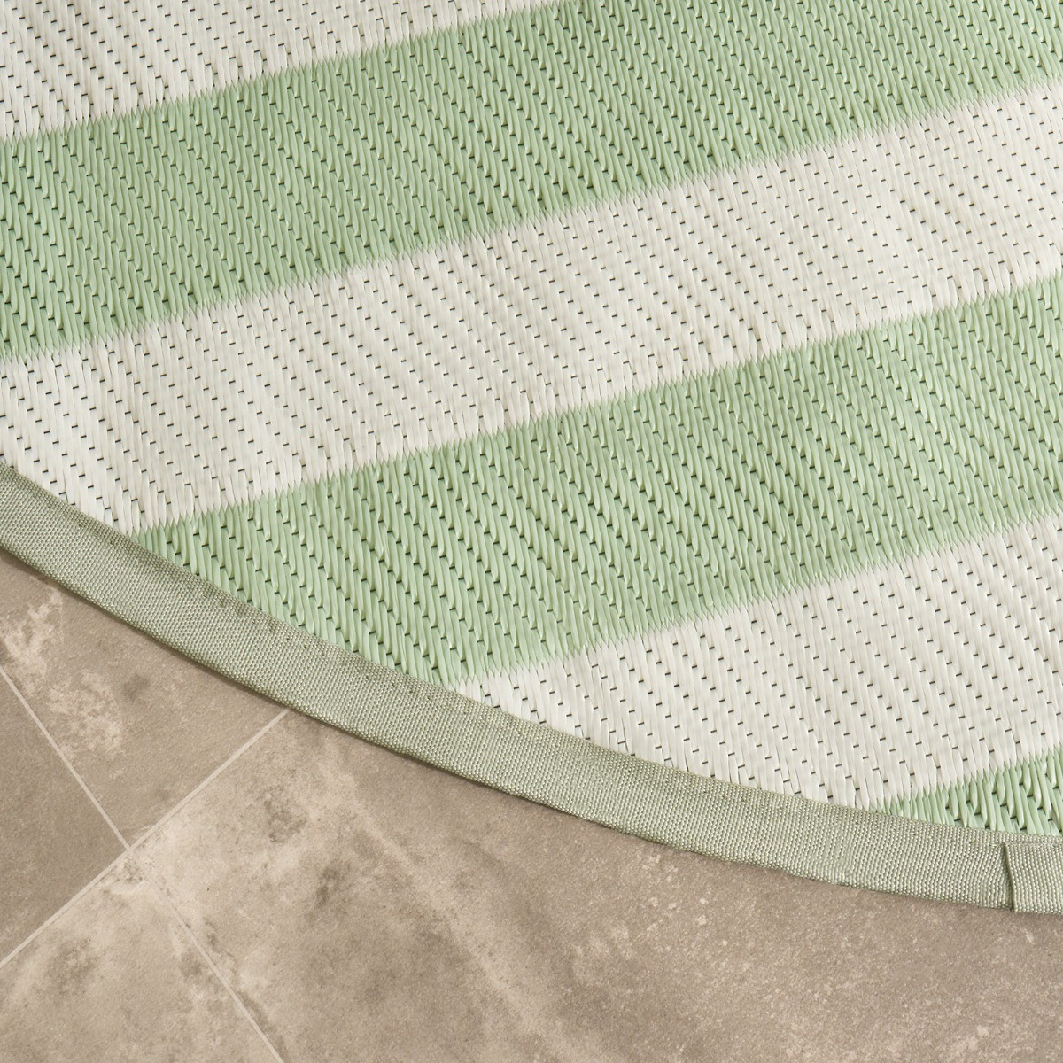 OHS Stripe Print Outdoor Rug, Sage/Cream - 170cm>