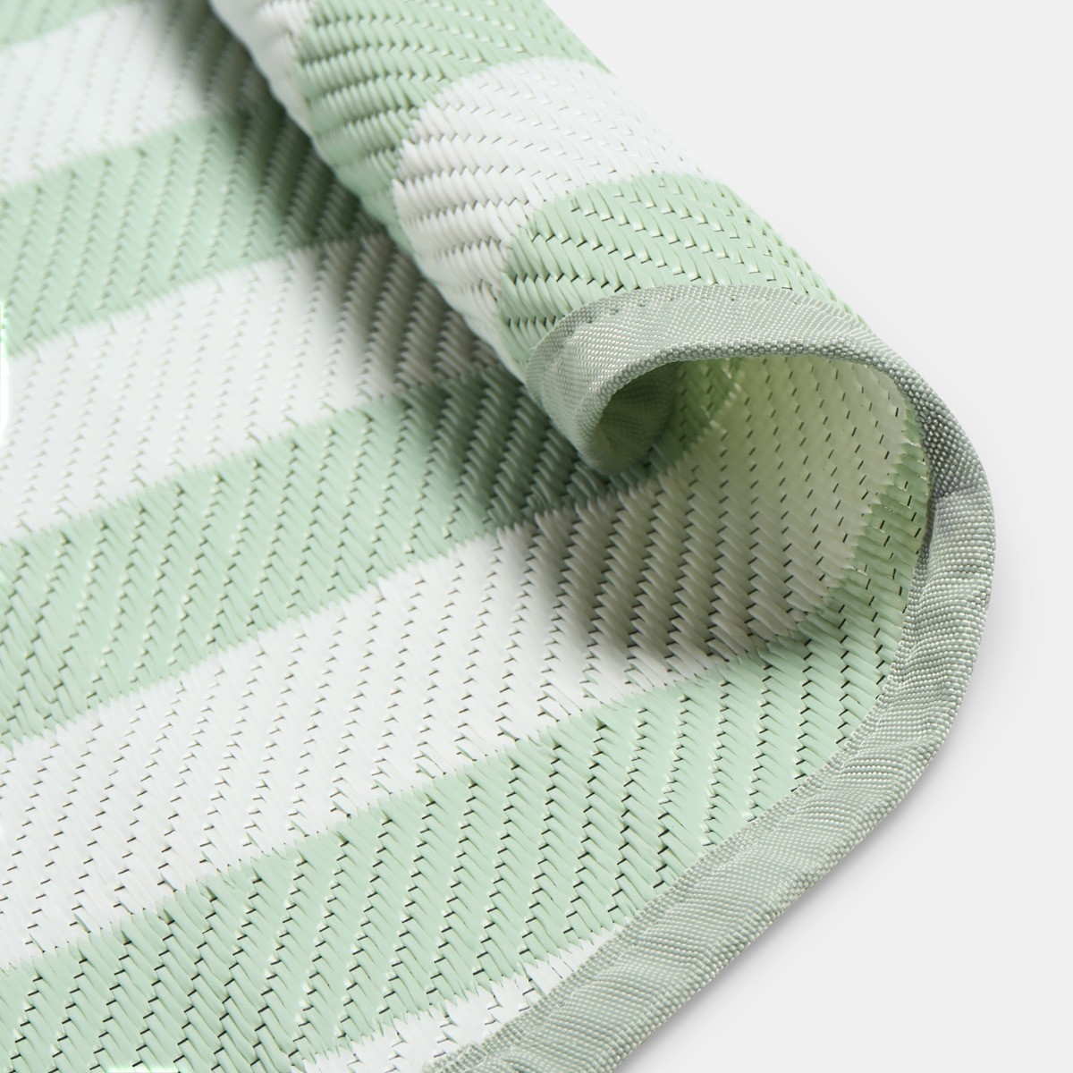 OHS Stripe Print Outdoor Rug, Sage/Cream - 170cm>