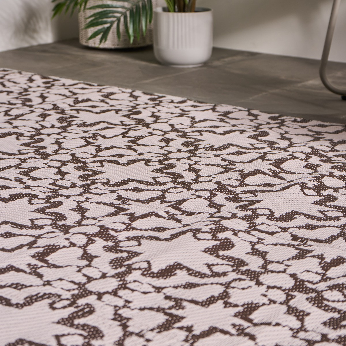 OHS Tile Print Reversible Outdoor Rug, Natural - 120 x 170cm>